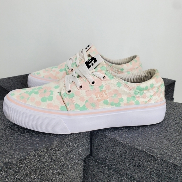 DC Shoes Youth 5 Girl's Trase TX Skate Shoes Floral Design Canvas - Picture 4 of 12